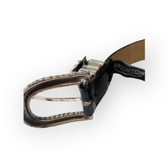 Vintage: Brighton ♡ Heart Charm Leather Belt ♡ Croc Embossed ♡ Two Tone Metal - Picture 11 of 16